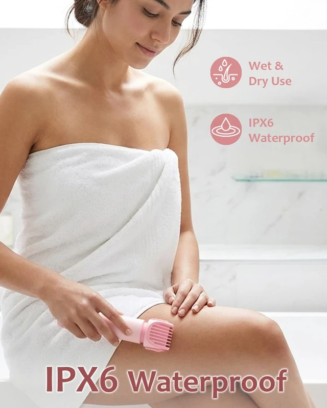 Alt view image 5 of 7 - 5-in-1 Electric Bikini Trimmer for Women Wet & Dry Groomer for Face Body | Adjustable 3/6/9mm Body Shaver & Rechargeable Facial Razor Ceramic Blades for Armpit Legs Nose Ear Pubic Hair IPX6 Waterproof