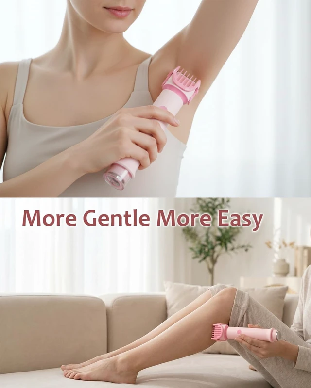 Alt view image 7 of 7 - Bikini Trimmer for Women Ceramic Blade 2-in-1 Facial Shaver IPX6 Waterproof | Rechargeable Dual Heads Body Grooming Razor for Face Peach Fuzz Underarms Legs 3/6/9mm Adjustable Length with Travel Lock