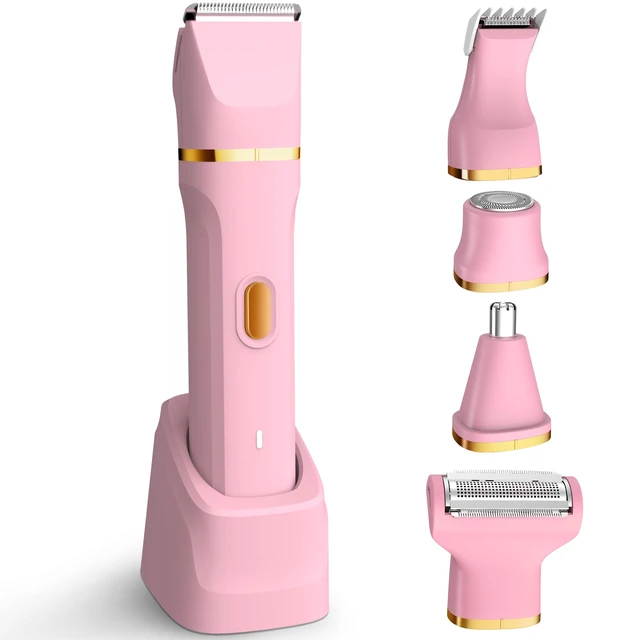Alt view image 7 of 7 - 5-in-1 Electric Bikini Trimmer for Women IPX7 Waterproof Shaver, Cordless Body & Facial Razors for Women, Ceramic Blades, USB-C Rechargeable, Painless Hair Removal Kit (Pink)