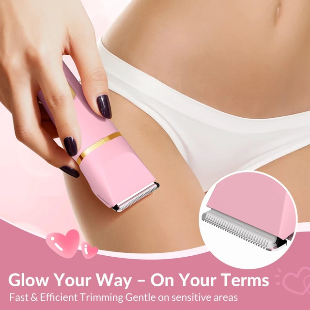 Alt view image 5 of 7 - 5-in-1 Electric Bikini Trimmer for Women IPX7 Waterproof Shaver, Cordless Body & Facial Razors for Women, Ceramic Blades, USB-C Rechargeable, Painless Hair Removal Kit (Pink)