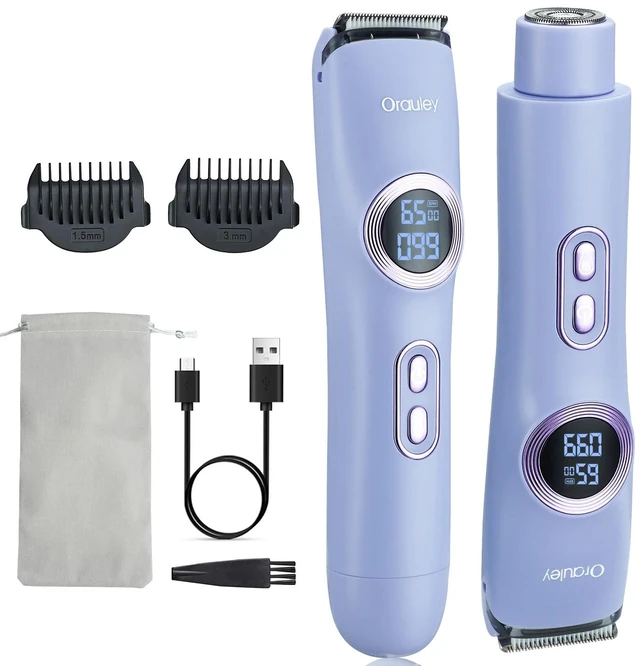 Main image of Bikini Trimmer for Women Dual Head Electric Razors for Women | Built-in LED Light, IPX7 Waterproof, Painless Bikini Shaver, for Face Underarm Bikini Areas, Elegant Purple