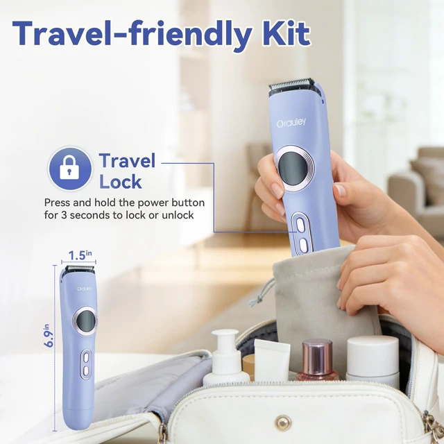 Alt view image 3 of 7 - Bikini Trimmer for Women Dual Head Electric Razors for Women | Built-in LED Light, IPX7 Waterproof, Painless Bikini Shaver, for Face Underarm Bikini Areas, Elegant Purple