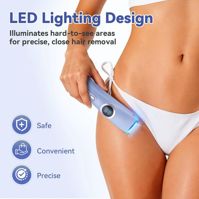 Alt view image 4 of 7 - Bikini Trimmer for Women Dual Head Electric Razors for Women | Built-in LED Light, IPX7 Waterproof, Painless Bikini Shaver, for Face Underarm Bikini Areas, Elegant Purple