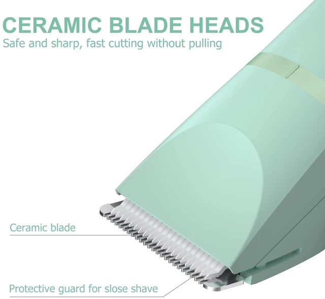 Alt view image 3 of 6 - Electric Body Hair Trimmer - Groin Trimmer for Men - Bikini Trimmer Women - Wet/Dry Shaver Groomer, Replaceable Ceramic Blade Heads, USB Recharge Dock, Waterproof Hygiene Razor, Green