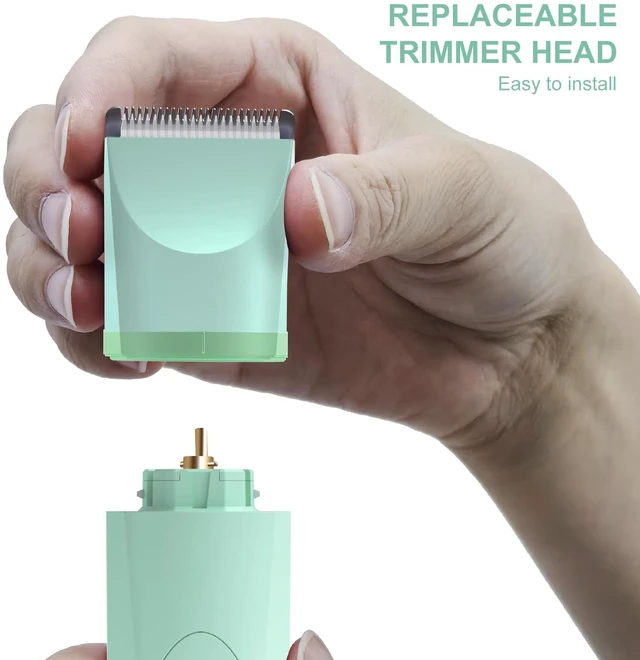 Alt view image 4 of 6 - Electric Body Hair Trimmer - Groin Trimmer for Men - Bikini Trimmer Women - Wet/Dry Shaver Groomer, Replaceable Ceramic Blade Heads, USB Recharge Dock, Waterproof Hygiene Razor, Green