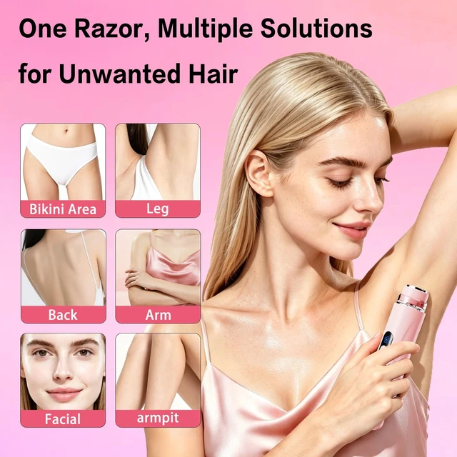 Alt view image 4 of 7 - 2 in 1 Bikini Trimmer for Women,Dual Head Electric Razors for Women | IPX7 Waterproof, Bikini Grooming, Cordless Rechargeable, Legs, Underarms, Face and bikini line, Wet & Dry Use, Cordless