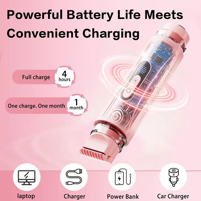 Alt view image 3 of 7 - 2 in 1 Bikini Trimmer for Women,Dual Head Electric Razors for Women | IPX7 Waterproof, Bikini Grooming, Cordless Rechargeable, Legs, Underarms, Face and bikini line, Wet & Dry Use, Cordless