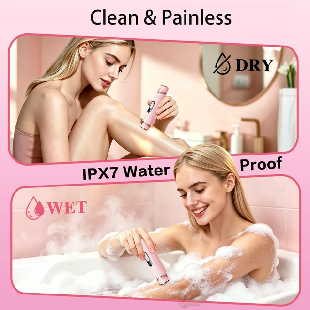 Alt view image 6 of 7 - 2 in 1 Bikini Trimmer for Women,Dual Head Electric Razors for Women | IPX7 Waterproof, Bikini Grooming, Cordless Rechargeable, Legs, Underarms, Face and bikini line, Wet & Dry Use, Cordless
