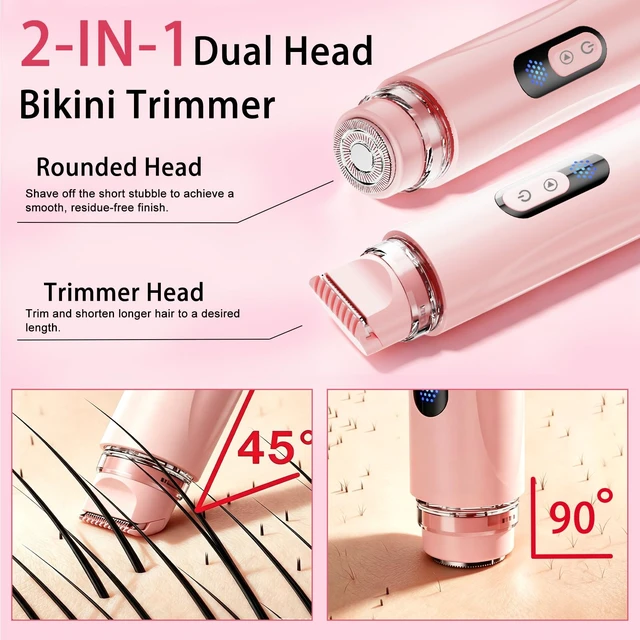 Alt view image 7 of 7 - 2 in 1 Bikini Trimmer for Women,Dual Head Electric Razors for Women | IPX7 Waterproof, Bikini Grooming, Cordless Rechargeable, Legs, Underarms, Face and bikini line, Wet & Dry Use, Cordless