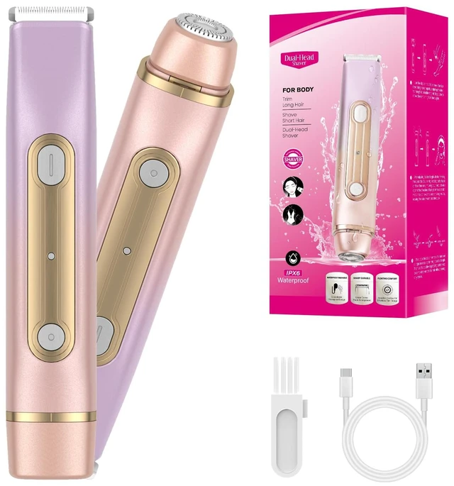 Main image of 2-in-1 Dual Head Bikini Trimmer for Women, Electric Razor | Dual Head Design, Electric Razor, Women's Grooming, Portable Trimmer, 2-in-1 Function