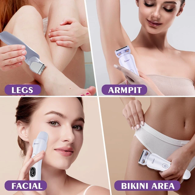 Alt view image 7 of 7 - Women's Electric Shaver Bikini Trimmer Hair Trimmer for Women LED Display Electric Razor for Legs Bikini Underarm Public Hairs Led Display IPX7 Waterproof Gift for Women (Purple)