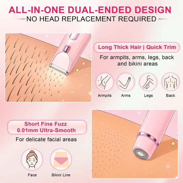 Alt view image 5 of 7 - 2-in-1 Bikini Trimmer for Women, Electric Razor with for Sensitive Skin | 2-in-1 Body Grooming Set with 3 Eyebrow Trimmer, Suitable for Underarms, Pubic Hair, Legs, Arms and Face