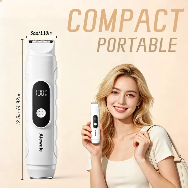 Alt view image 6 of 7 - Bikini Trimmer for Women 2in1 Dual Head Waterproof & Painless Electric Razors for Pubic Hair, Face,Legs, Underarms Portable Cordless Shaver with Fast Charging,Self Care Gifts for Women (White)