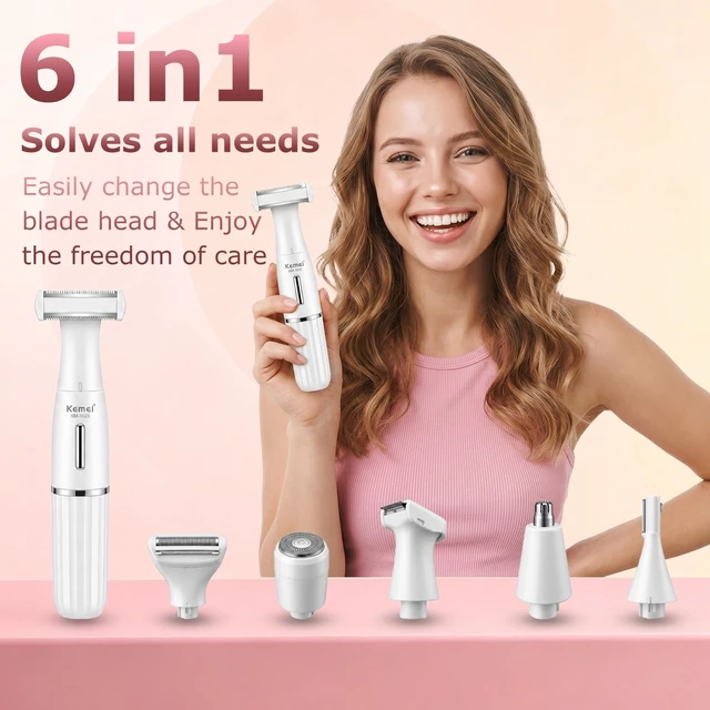 Alt view image 3 of 7 - 3523 6 in 1 Bikini Trimmer for Women IPX4 Waterproof Razors for Women | Foil Shaver Hair Trimmer Epilator for Face, Bikini Line Area, Body, Leg, Underarm, Nose, Ear, Eyebrow, Sideburn