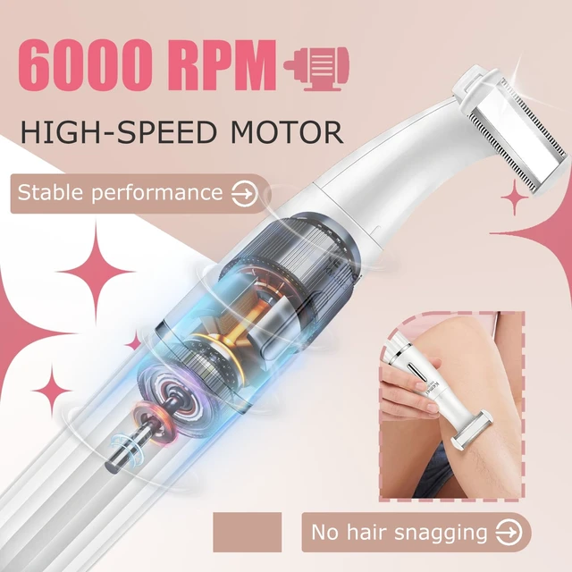 Alt view image 5 of 7 - 3523 6 in 1 Bikini Trimmer for Women IPX4 Waterproof Razors for Women | Foil Shaver Hair Trimmer Epilator for Face, Bikini Line Area, Body, Leg, Underarm, Nose, Ear, Eyebrow, Sideburn