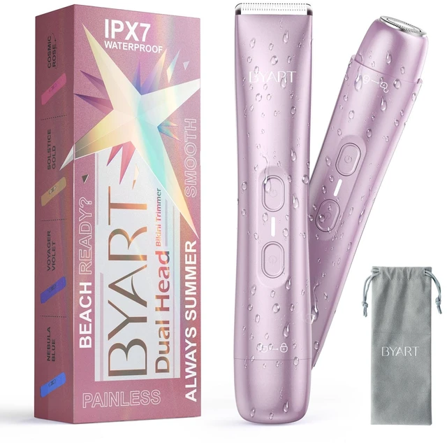 Main image of 2-in-1 Dual Head Bikini Trimmer for Women, Body Hair Trimmer, Gifts | IPX7 Waterproof, Rechargeable, Ceramic Blade, Wet/Dry Body Hair Trimmer and Face Shaver for Sensitive Skin