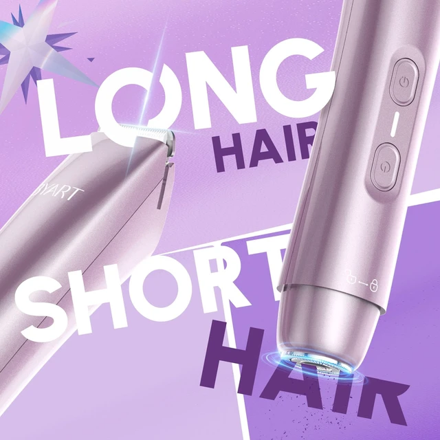 Alt view image 3 of 7 - 2-in-1 Dual Head Bikini Trimmer for Women, Body Hair Trimmer, Gifts | IPX7 Waterproof, Rechargeable, Ceramic Blade, Wet/Dry Body Hair Trimmer and Face Shaver for Sensitive Skin