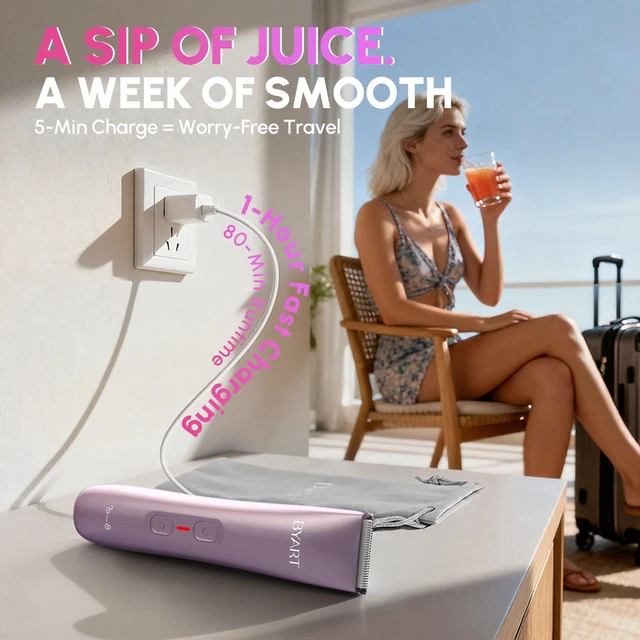 Alt view image 4 of 7 - 2-in-1 Dual Head Bikini Trimmer for Women, Body Hair Trimmer, Gifts | IPX7 Waterproof, Rechargeable, Ceramic Blade, Wet/Dry Body Hair Trimmer and Face Shaver for Sensitive Skin