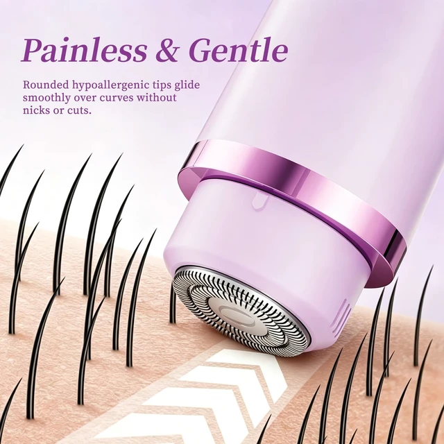 Alt view image 6 of 7 - Bikini Trimmer for Women IPX7 Waterproof, Electric Razors,Purple | 2-in-1 body head with hypoallergenic blades,IPX7 waterproof for wet/dry use, and cordless fast USB charging