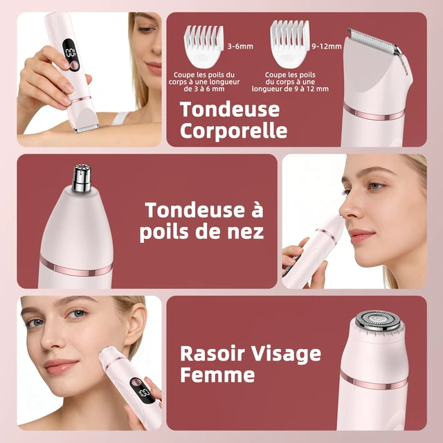 Alt view image 3 of 7 - Bikini Trimmer for Women 3 in 1 Electric Shaver Razors Nose Hair Trimmer Waterproof Pubic Hair for Underarm Leg Arm Body 009