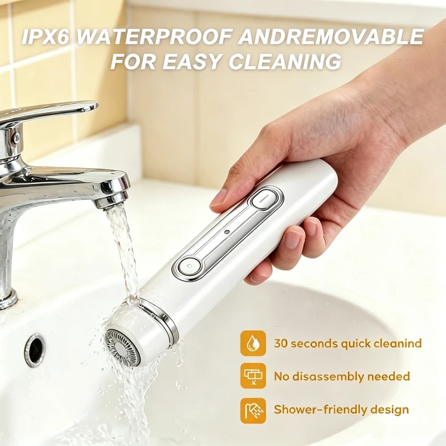 Alt view image 2 of 7 - Bikini Trimmer for Women Waterproof Dual-Head Electric Razors | Dual-head design for painless face & body grooming, waterproof wet/dry use, hypoallergenic,rechargeable with USB charging.