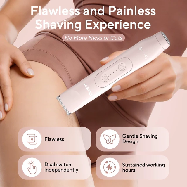 Alt view image 4 of 7 - Electric Razor for Women, 2-in-1 Bikini Trimmer, Hypoallergenic Foil | IPX7 Electric Razor for Women Lady Shaver Pubic Hair Trimmer Private Area Shaver Wet Dry Rechargeable & Cordless