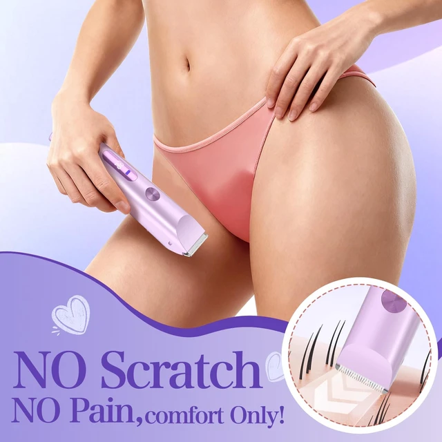 Alt view image 2 of 7 - Bikini Trimmer for Women 2in1 High Power Epilators Hair Removal Waterproof Electric Razors Women's Electric Razor Pubic Hair Trimmer Shaver for Women for Ladies PubicFace UnderarmsLegs(Purple)