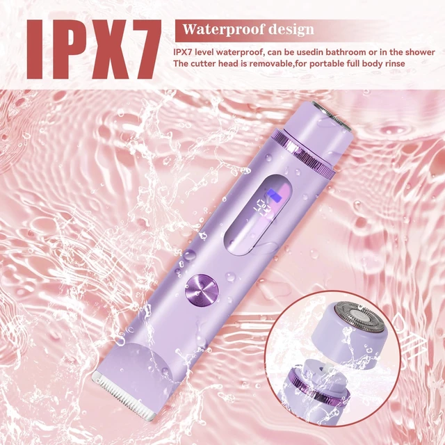 Alt view image 6 of 7 - Bikini Trimmer for Women 2in1 High Power Epilators Hair Removal Waterproof Electric Razors Women's Electric Razor Pubic Hair Trimmer Shaver for Women for Ladies PubicFace UnderarmsLegs(Purple)