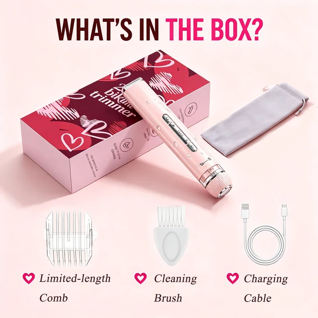 Alt view image 3 of 7 - Bikini Trimmer for Women 2-in-1 Waterproof Electric Shaver,Blush Pink | Dual-head design for face & body, wet/dry use, painless shaving, and cordless build for smooth, silky results anywhere