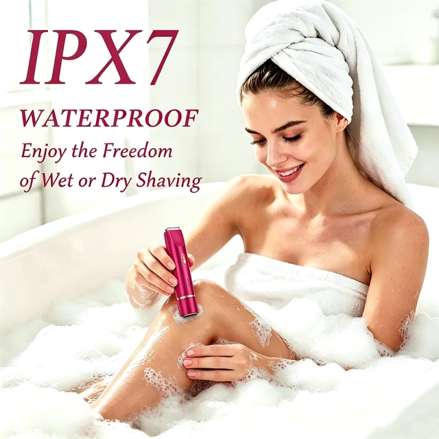 Alt view image 3 of 7 - Bikini Trimmer for Women 2-in-1 Waterproof Electric Shaver,Raspberry Pink | Dual-head design for face & body, wet/dry use, painless shaving, and cordless build for smooth, silky results anywhere