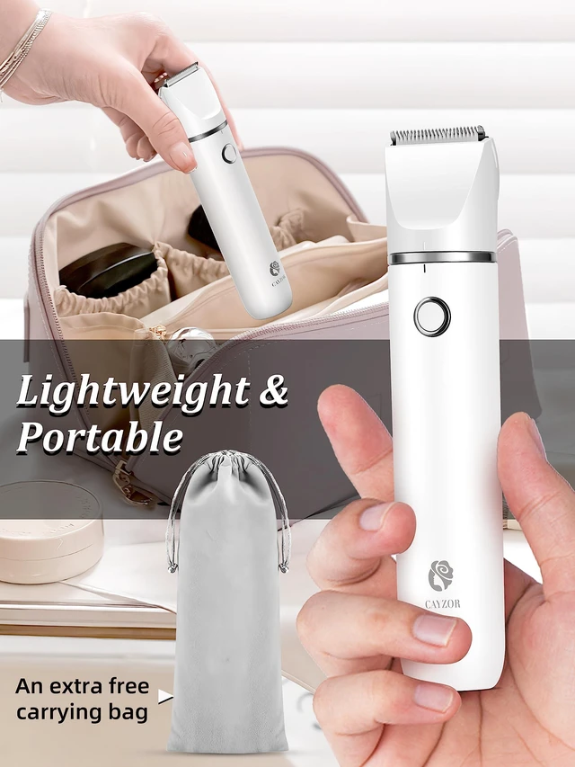 Alt view image 7 of 7 - Bikini Trimmer and Shaver Kit for Women - 2-in-1 Wet/Dry Electric Body Hair Trimmer Facial Hair Removal Cordless Waterproof Bikini Shaver Razor for Face Lip Chin Pubic Underarm Legs (White)