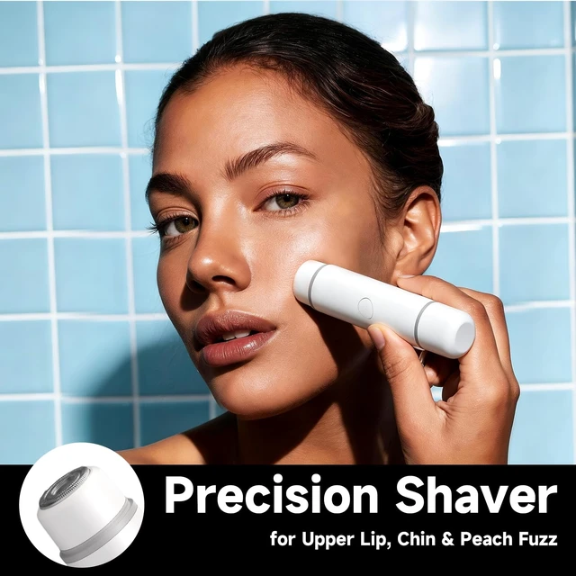 Alt view image 4 of 7 - Bikini Trimmer for Women Dual Head Waterproof Rechargeable (Pearl White) | 2-in-1 Electric Razor for Pubic Hair & Body, Painless Shaver for Sensitive Skin, Cordless Trimmer for Legs & Face Peach Fuzz