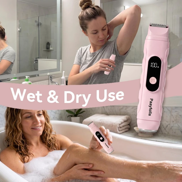 Alt view image 5 of 7 - 2-in-1 Cordless Electric Bikini Trimmer for Women, Waterproof Rechargeable Lady Shaver, Painless Portable Wet & Dry Hair Removal Razor for Face, Leg, Underarm, Travel Friendly,Pink