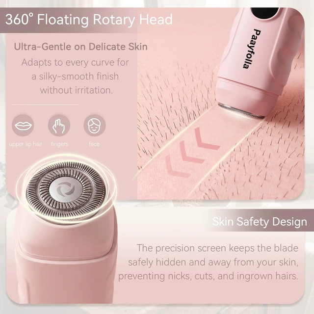 Alt view image 4 of 7 - 2-in-1 Cordless Electric Bikini Trimmer for Women, Waterproof Rechargeable Lady Shaver, Painless Portable Wet & Dry Hair Removal Razor for Face, Leg, Underarm, Travel Friendly,Pink