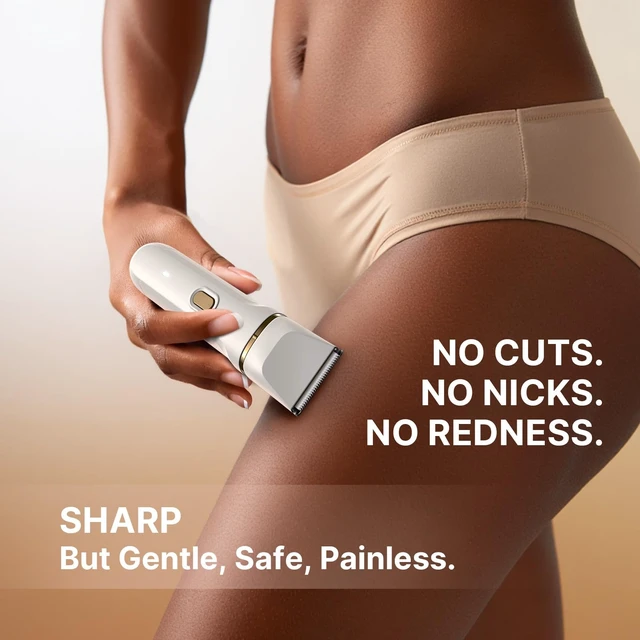 Alt view image 2 of 7 - Bikini Trimmer for Women Painless, IPX7 Waterproof Rechargeable Electric Shaver Razors for Women, Pubic Hair Trimmer, Facial Hair Removal Cordless Ceramic Blade, Charge Dock