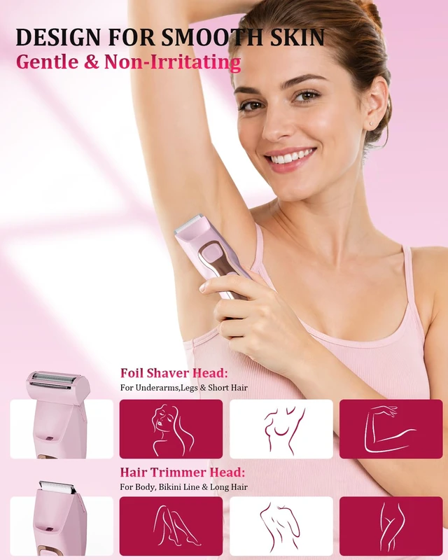 Alt view image 4 of 7 - Bikini Trimmer for Women 7000RPM Dual Head Electric Razors, Gifts for Women | Built-in LED Light, IPX7 Waterproof, Travel Lock, Painless Bikini Shaver, Hair Trimmer for Pubic Hair, Legs, Underarm