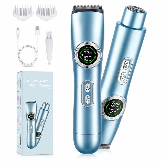 Main image of Electric Razors & Bikini Trimmer for Women | Ceramic Anti-Nick Blade, Built-in LED Spotlight, 2-in-1 Trimmer & Shaver, IPX6 Wet/Dry Waterproof, Smart Digital Power Screen