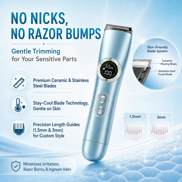 Alt view image 2 of 7 - Electric Razors & Bikini Trimmer for Women | Ceramic Anti-Nick Blade, Built-in LED Spotlight, 2-in-1 Trimmer & Shaver, IPX6 Wet/Dry Waterproof, Smart Digital Power Screen