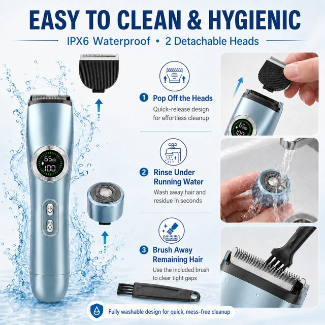 Alt view image 5 of 7 - Electric Razors & Bikini Trimmer for Women | Ceramic Anti-Nick Blade, Built-in LED Spotlight, 2-in-1 Trimmer & Shaver, IPX6 Wet/Dry Waterproof, Smart Digital Power Screen