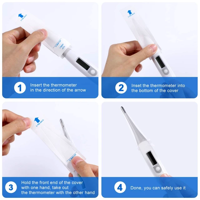 Alt view image 4 of 7 - 200 Pcs Digital Thermometer Probe Covers, Disposable Sleeves, Pe Pe Fit | Thermometer Cover - These Lightweight Thermometer Covers Are Easy to Carry and Store, Making Them Ideal for Use at Home