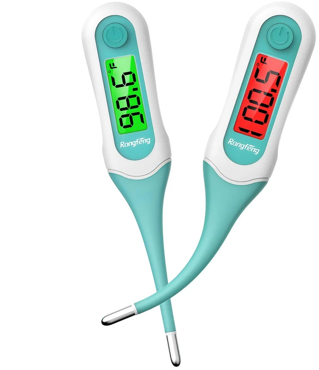 Main image of Digital Oral Thermometer 2Pack for Adults Kids, 8Second Fast Reading Soft Flexible Tip Thermometer, 3Color Backlight Fever Alarm, Waterproof, Oral Rectal Underarm Use,with Storage Case