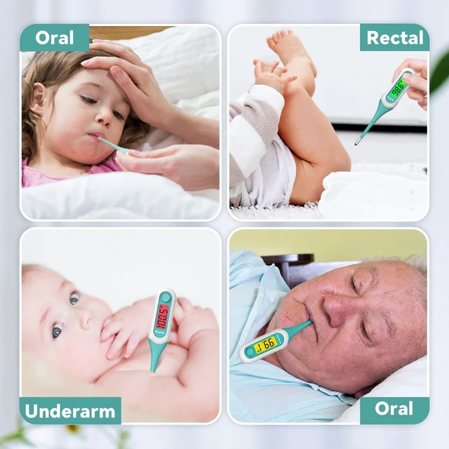 Alt view image 7 of 7 - Digital Oral Thermometer for Adults Kids, 8Second Fast Reading Soft Flexible Tip Thermometer, 3Color Backlight Fever Alarm, Waterproof, Oral Rectal Underarm Use,with Storage Case