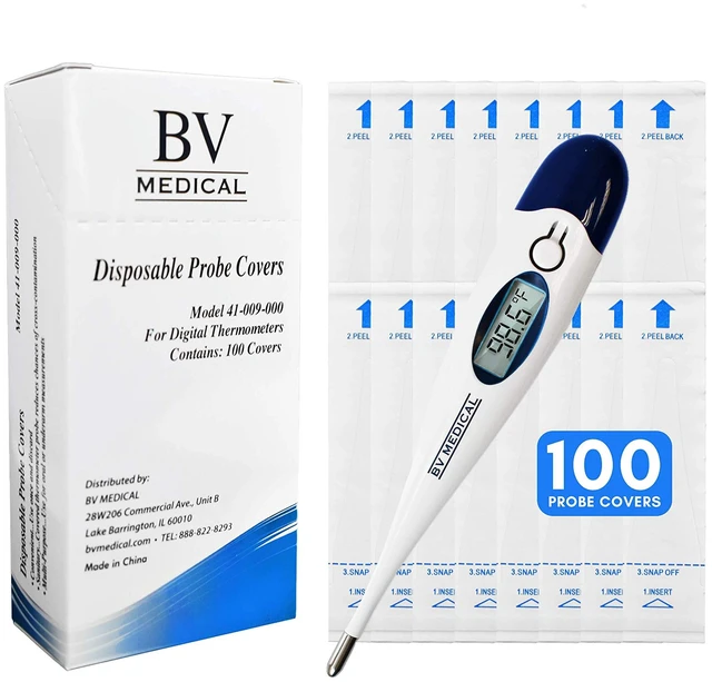 Main image of Digital Thermometer Rigid Tip 10sec. W/100 Probe Covers Pack
