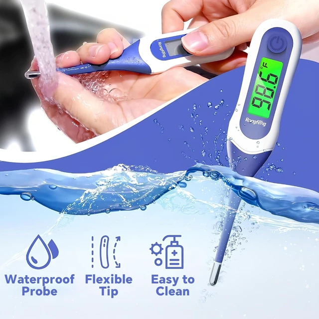 Alt view image 6 of 7 - Digital Oral Thermometer for Adults Kids, 8Second Fast Reading Soft Flexible Tip Thermometer, 3Color Backlight Fever Alarm, Waterproof, Oral Rectal Underarm Use,with Storage Case Dark Blue