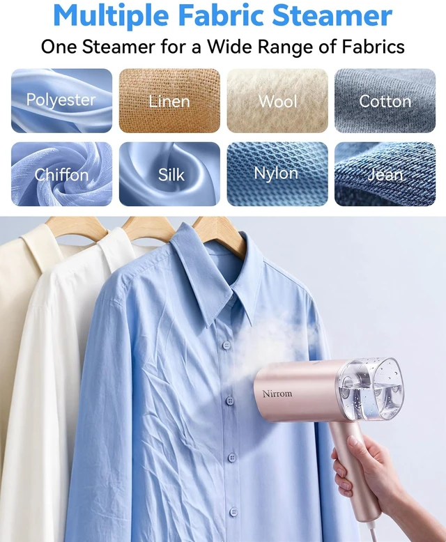 Alt view image 7 of 7 - Steamer for Clothes, Portable Handheld Travel Steamer & Iron 2 in 1 | Anti-Spill, 120V, 1000W Fast Heat in 30s, 180ML Tank, Foldable for Travel, office, Strong Penetrating Steam, Rose Gold