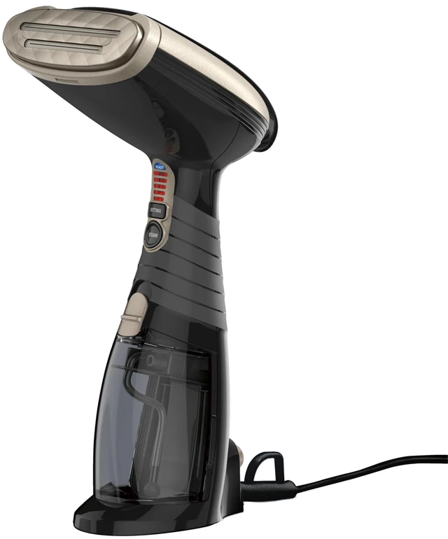 Main image of Handheld Steamer for Clothes & Upholstery, 3 Attachments, Black | Powerful 1875W clothes steamer with 7.3 oz. water tank and 5 steam settings heats up in 40 seconds and runs for 20 minutes