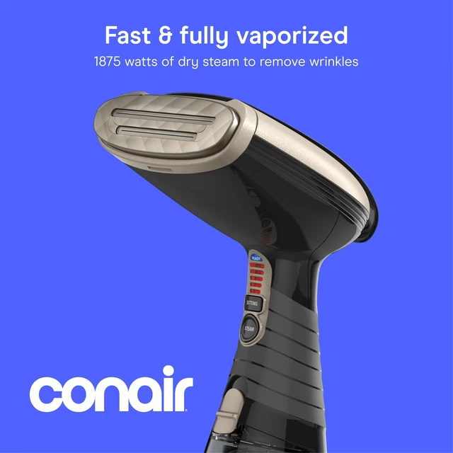 Alt view image 2 of 7 - Handheld Steamer for Clothes & Upholstery, 3 Attachments, Black | Powerful 1875W clothes steamer with 7.3 oz. water tank and 5 steam settings heats up in 40 seconds and runs for 20 minutes