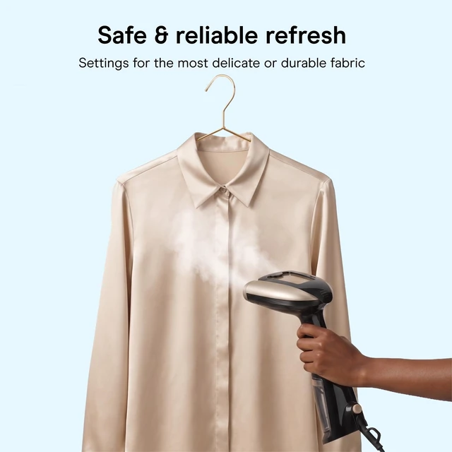 Alt view image 5 of 7 - Handheld Steamer for Clothes & Upholstery, 3 Attachments, Black | Powerful 1875W clothes steamer with 7.3 oz. water tank and 5 steam settings heats up in 40 seconds and runs for 20 minutes