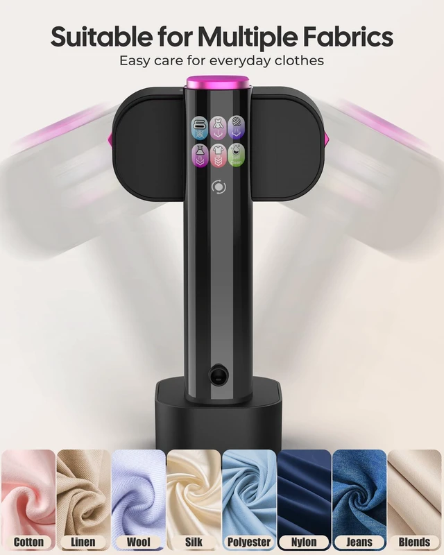 Alt view image 7 of 7 - Travel Steamer for Clothes, 2-in-1 Handheld Garment Steamer & Iron, Magenta | 15s Fast Heat-Up, No-Leak Portable Steamer with Ceramic Heat Panel, Fast Wrinkle Removal for Home & Travel, 110-120V