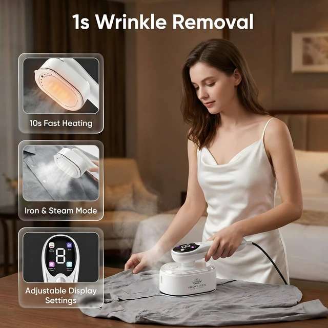 Alt view image 3 of 7 - Travel Steamer for Clothes with Ironing Gloves, All-Fabric Wrinkle Removal 4 Adjustable Modes, 10s fast Heat Up, Large Ceramic Heat Panel, 100ml water tank, 2in1 Steamer Iron1200W (110-120V) (WHITE)